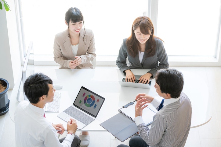 Business meeting. High angle view.