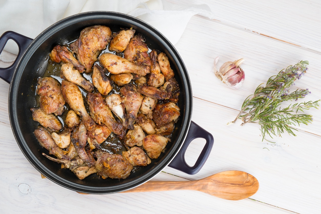 Traditional garlic Chicken dish Spanish style on the table