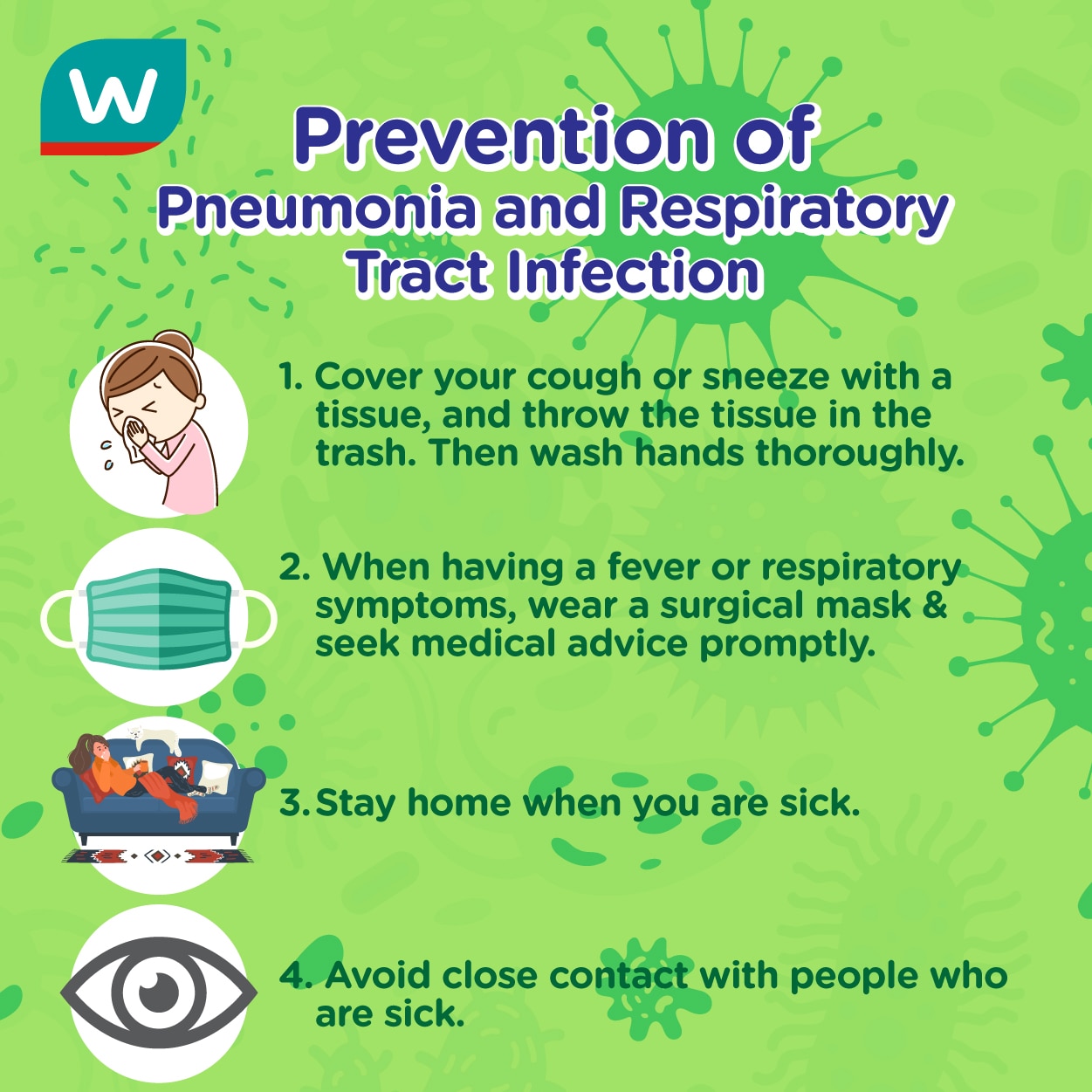 Prevention of pneumonia and respiratory tract infection