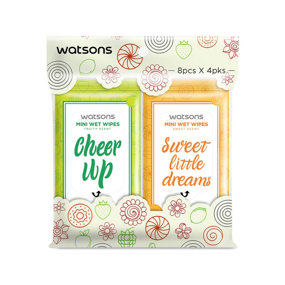 Watsons Mini Wet Wipes Assorted 8s X 4 Watsons Malaysia