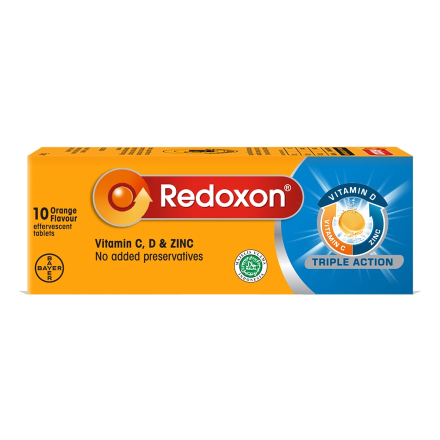 REDOXON, Redoxon Triple Action Vitamin C, D & Zinc Effervescent Orange ...