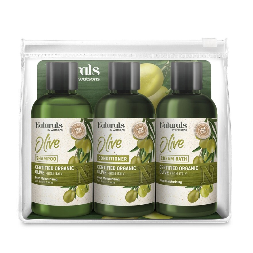 NATURALS BY WATSONS, Olive Travel Set 100ml*3 | Watsons Malaysia NATURALS BY WATSONS, Olive Travel Set 100ml*3 | Watsons Malaysia