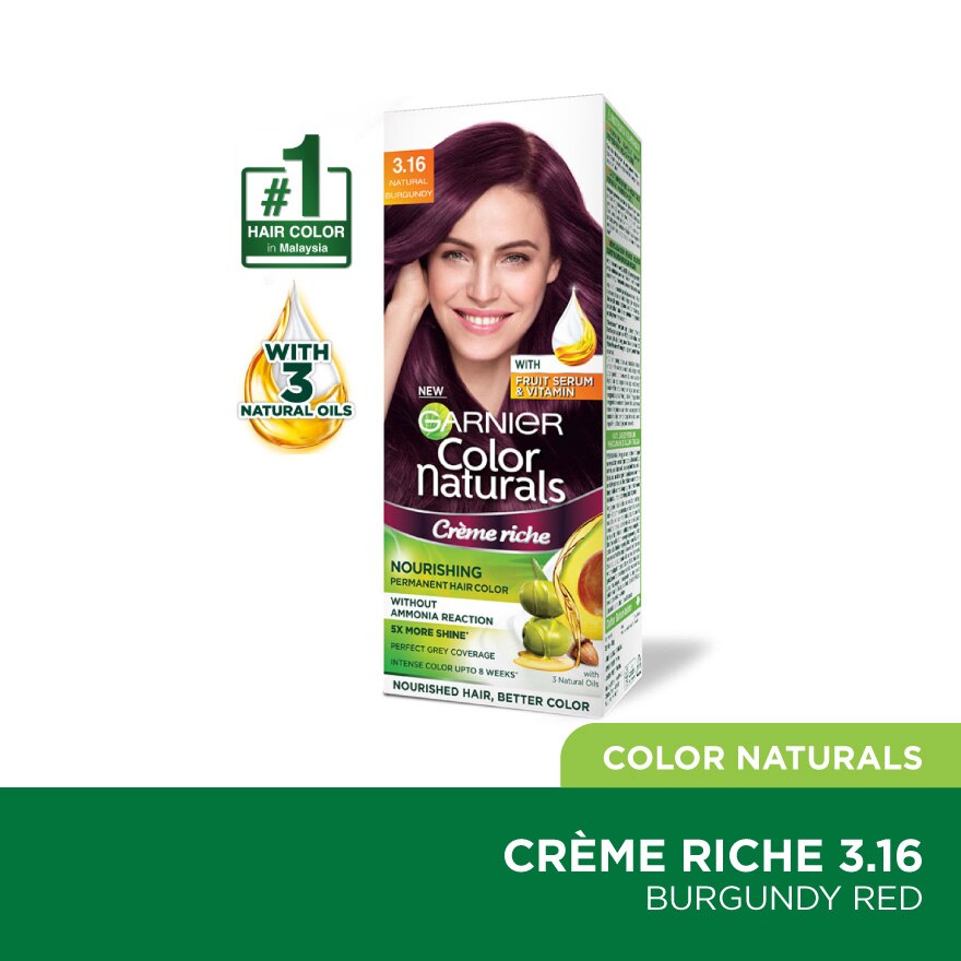 GARNIER HAIR COLOR, Color Naturals Red Burgundy 1's | Watsons Malaysia GARNIER HAIR COLOR, Color Naturals Red Burgundy 1's | Watsons Malaysia