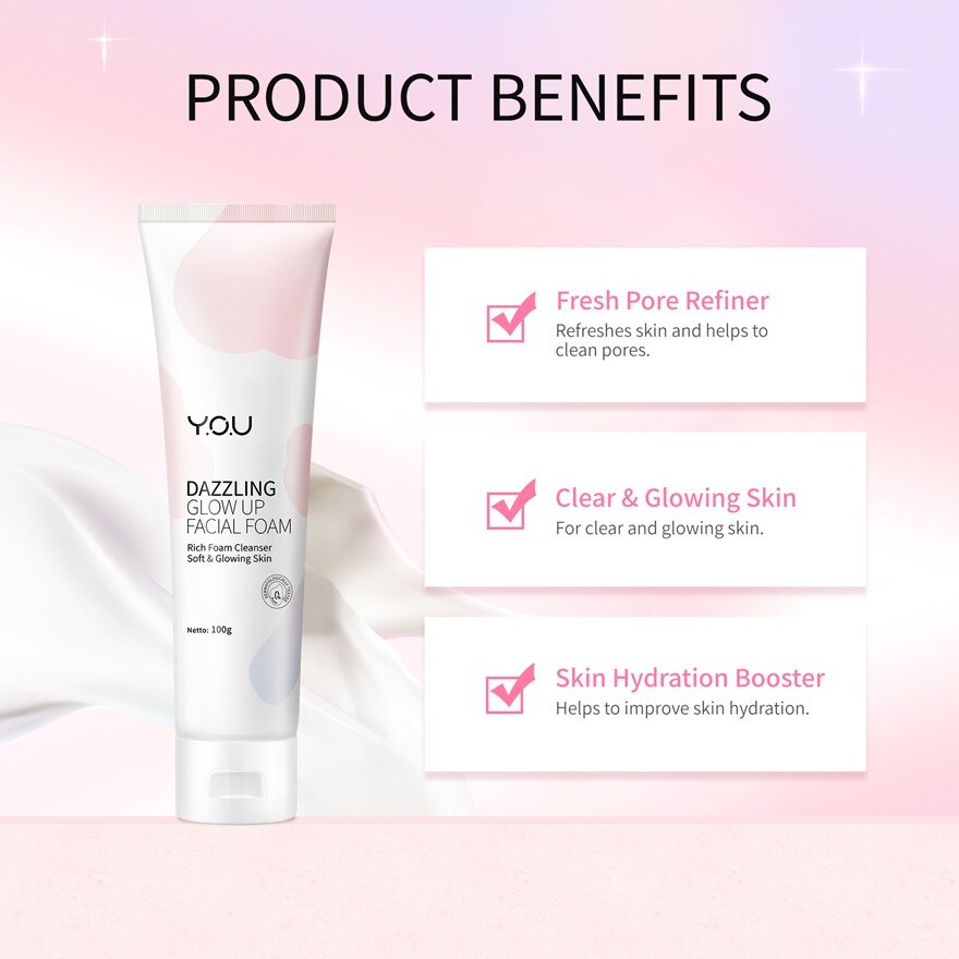 Y.O.U, Dazzling Glow Up Facial Foam 100g | Watsons Malaysia